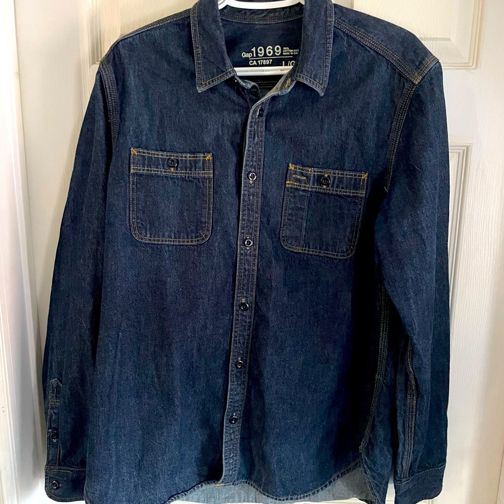 Gap 1969 Men's Dark Denim Shirt - Navy Blue